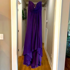 Formal Purple High-Low Strapless Dress